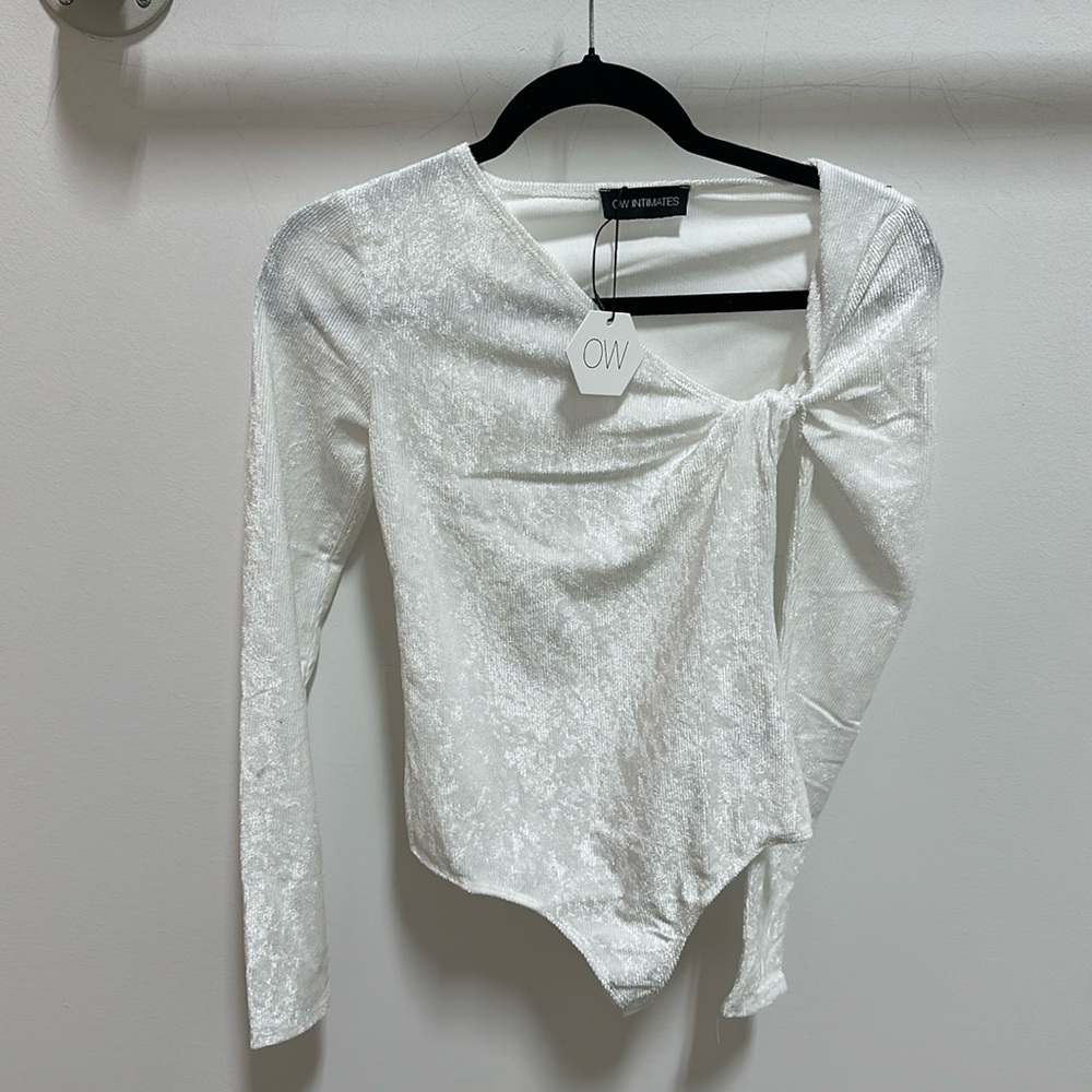 Velvet white bodysuit